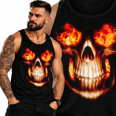 TANK TOP HORROR  FIRE SKULL